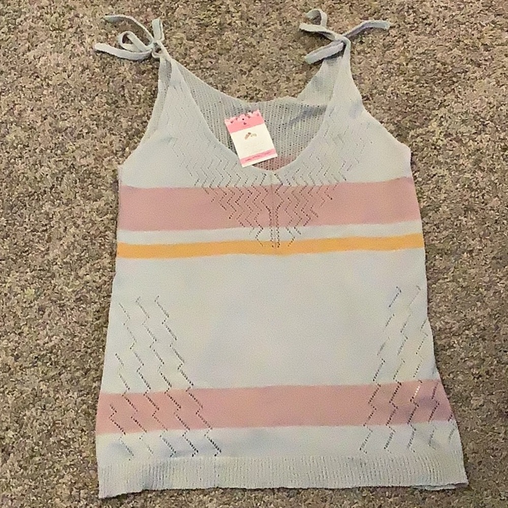 Womens sweater tank grey/pink M.